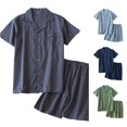 thumbnail image 1 of Uikmnh Mens Leisure Soft Comfortable Home Solid Shirt Pants Pajama Set Two Piece Loungewear, 1 of 8