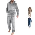 thumbnail image 1 of Uikmnh Mens Leisure Soft Home Solid Shirt Pants Pajama Set Two Piece Long Warm Loungewear, 1 of 9