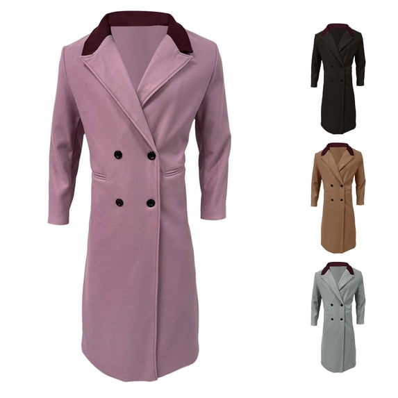 Uikmnh Plus Size Fall Winter Woolen Long Coat Thickened Double Trench Anorak