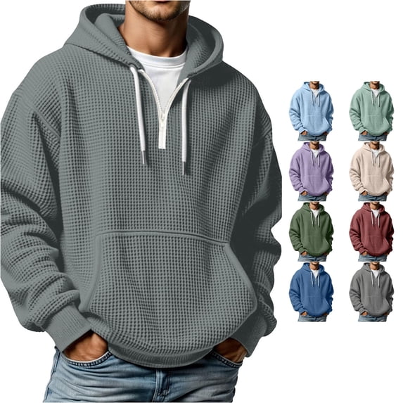 Uikmnh Texture Zip Up Hooded Sweatshirt Full Pullover with Front Pockets for Casual Wear and Outdoor Activities Comfortable Lightweight Athletic Jacket