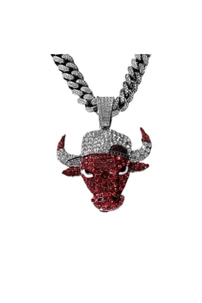 2025 Iced Out Bulls Pendant Necklace Hiphop Chains For Men,Teens Jewelry Cuban Link Chain Miami Chains Young Blood,19.7'
