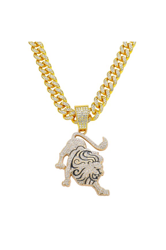 Fyp Iced Out Pendant Necklace Hiphop Chains For Men,Teens Jewelry Cuban Link Chain Miami Chains Young Blood,19.7'