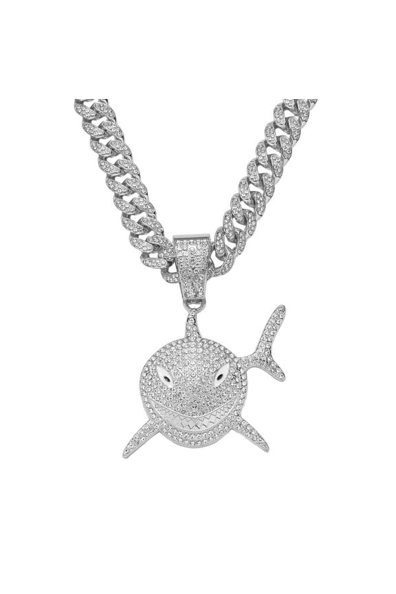 Fyp Iced Out Pendant Necklace Hiphop Chains For Men,Teens Jewelry Cuban Link Chain Miami Chains Young Blood,19.7'