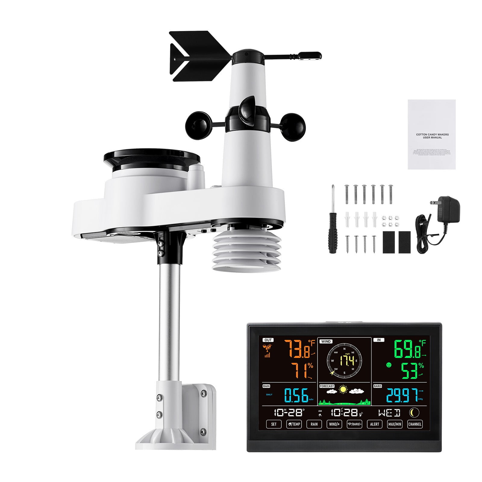 Uimoso 5-in-1 Wireless Weather Station 7.5'' Display and Indoor-Outdoor Sensor