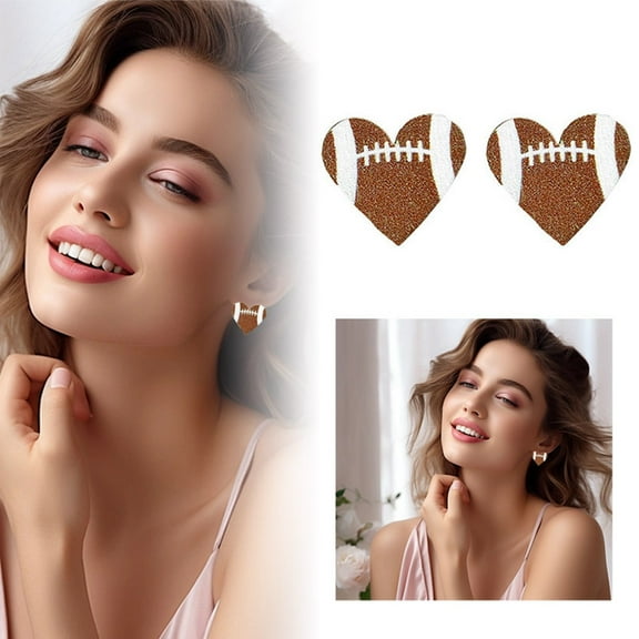 Uinagy Football Heart Earrings