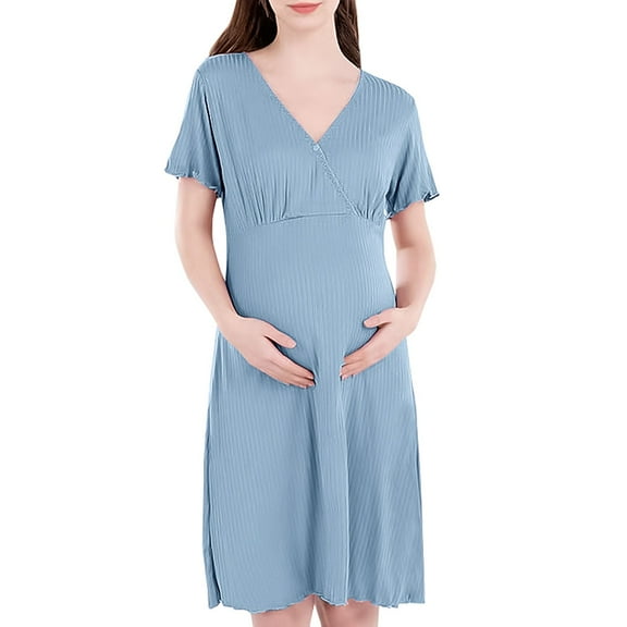 Uinagy Maternity Dress Short Sleeved Feeding Dress No Wear Bra Go Out Postpartum Feeding Summer Maternity Dress