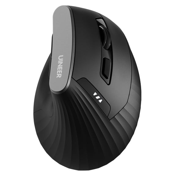 Uineer Wireless Ergonomic Mouse, Bluetooth Mice (BT4.0/5.0 and 2.4G) Rechargeable Vertical Mouse, 3 Multi-Device Connectivity for Computer/PC/Mac/Laptop, Quiet Clicks for Office, Gaming, Home, Black