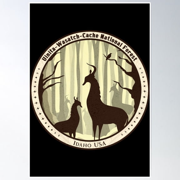 Uinita-Wasatch-Cache National Forest Mystical Deer Poster Wall Art, Modern Wall Decor, 8x12 UNFRAMED