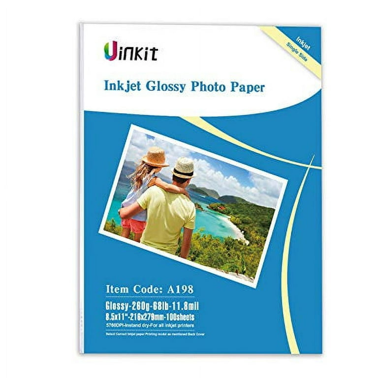 Uinkit 100 Sheets Heavyweight Thick Glossy Photo Paper 8x11.5 Inkjet 69lb  260Gsm DIY Greeting Card Placemat Craft Project Signage Christmas Poster  11.8Mil for Inkjet printer 