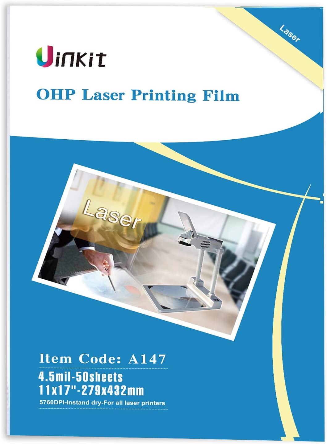 Uinkit 11x17 Laser Transparency Film OHP 50 Pack Acetate Sheets Clear