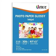 Uinkit 210 Sheets Thin Paper Glossy Photo Print Inkjet 8.5x11 30lb DIY Chip Bag Party Favors Brochure Flyer Picture Photos Printer 115gsm