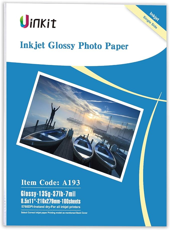 Uinkit 37lb Thin Flyer Paper Glossy 8.5x11 Inkjet 100 Sheets