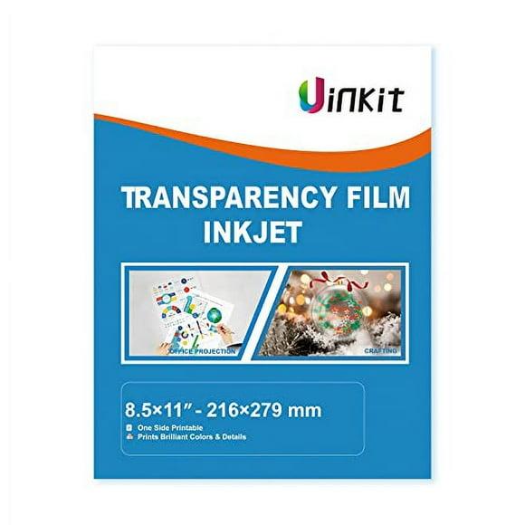 Uinkit Inkjet Transparency Film 50 Sheets 8.5x11 OHP Overhead Projector Film for DIY Crafting 100% Clear Transparency Paper For Inkjet Printer