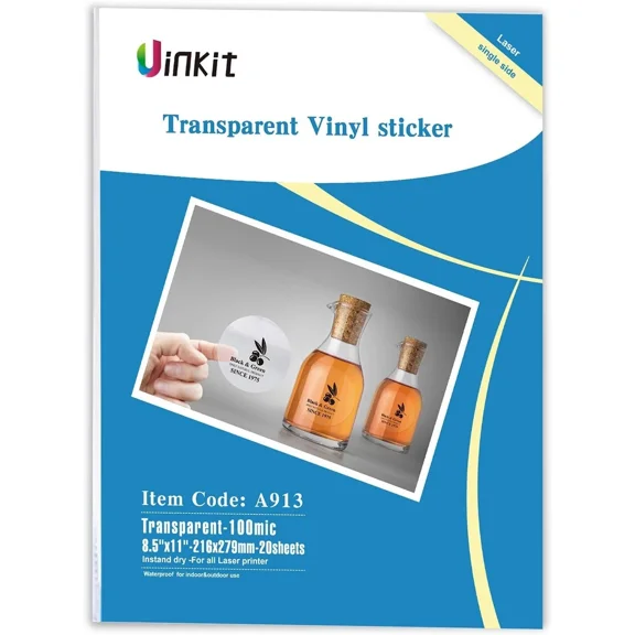 Uinkit Printable Clear Sticker Waterproof Transparency Vinyl Sticker Round