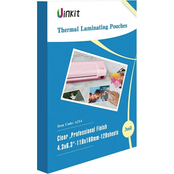 Uinkit Thermal Laminating Pouches 3mil Thick Laminating Sheets 4.3x6.3 inches for Sealed 4x6 Photo Card Documents, Glossy Clear Laminator Pouch Rounded Corner 120Pack