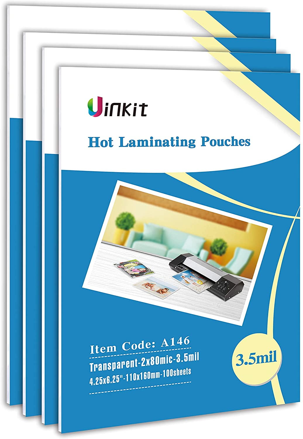 Uinkit Thermal Laminating Pouches 3mil Thick Laminating Sheets 4.3x6.3 inches for Sealed 4x6