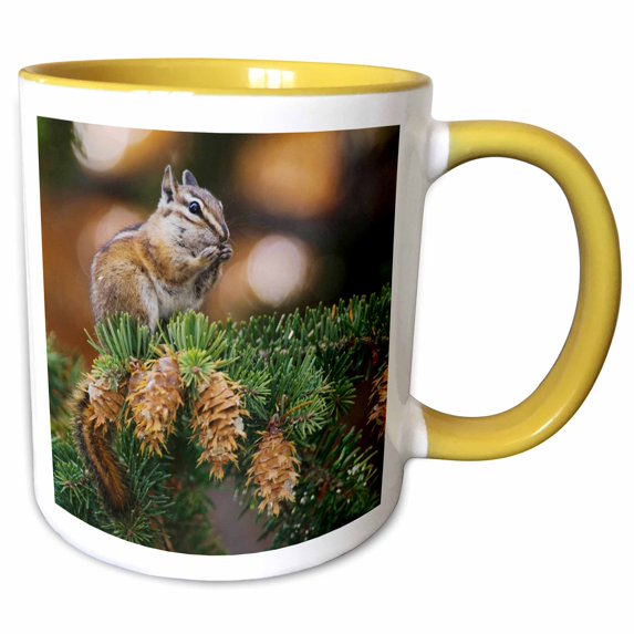 3drose, Uinta Chipmunk Wildlife, Rocky Mountain, Colorado - Na02 Rnu0817 - Rolf Nussbaumer, 15oz Two-tone Yellow Mug