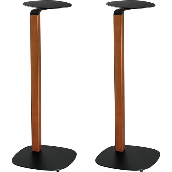 Uinversal Wood & Metal Speaker Stands Pair  30.75" Floor Standing for Bookshelf & Compact Speakers | 22 lb Capacity | Cable Management (Black and Walnut, Universal Speaker Stand)