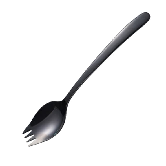 Uioepy 2 in 1 Stainless Steel Spork Noodles Fork Spoon Travel Picnic Tableware Fork Spoon 2 in 1 for Everyday Use Camping Dessert Flatware kitchen utensils Black, 1x spoon