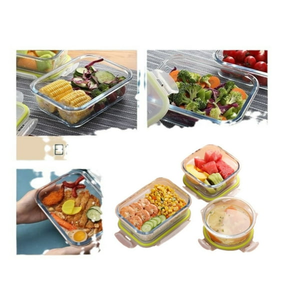 Uioepy Blowout Sale Glass-Sealed, Microwave-Safe [Small Set Of Three Pieces] Green Freshlock 3 Pack Mixed Size Glass Food Storage Meal Prep Container Set Airtight & Leakproof With Locking Lids For Lun