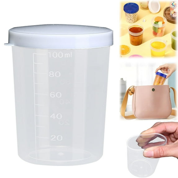 Uioepy Blowout Sale Plastic Small Measuring Cup With Scale K, 100 Milliliters With Lid 1 Pieces 50Ml/100Ml/120Ml Salad Dressing Containers To Go Dipping Containers Lunch Box Accessories Seasoning Meas