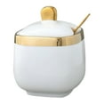thumbnail image 1 of Uioepy Clearance Kitchen Organizers and Storage Ceramic Sugar Bowl Container with Lid and Spoon Seasoning Box Ceramic Condiment Pot Condiment Jar for Coun White, 1 Ceramic Spice Box (With Spoon), 1 of 9