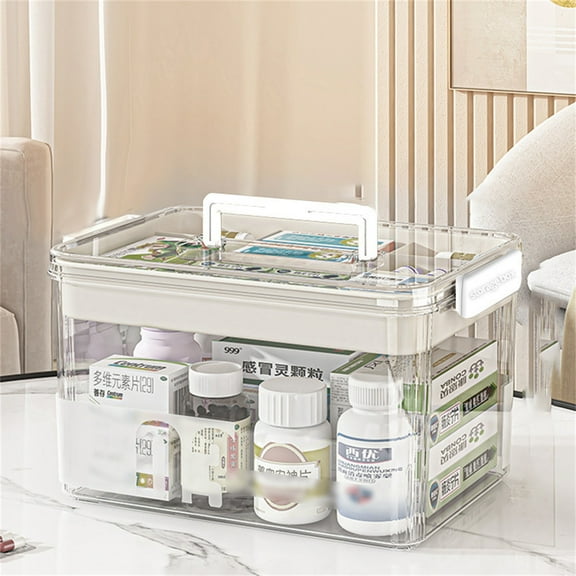 Uioepy Clearance Portable Medicine Box + Checkered Transparent Color [Large Size] Storage Box Transparent Kit Storage Items Storage Transparent Multi Compartment Storage Box For Items Household Large