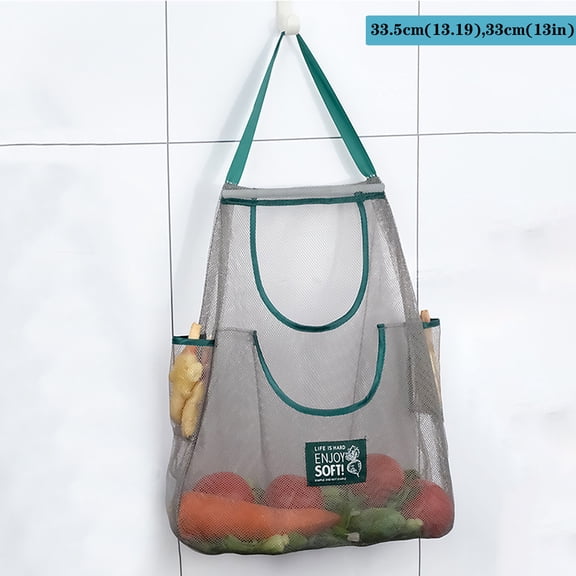 Uioepy Clearance Small Size - Household Fruit And Vegetable Net Bag, Kitchen Wall-Mounted Storage Hanging Bag, Hand Pocket, Portable, Breathable, Multi-Purpose Storage Hanging Bag With Side Pocket B H