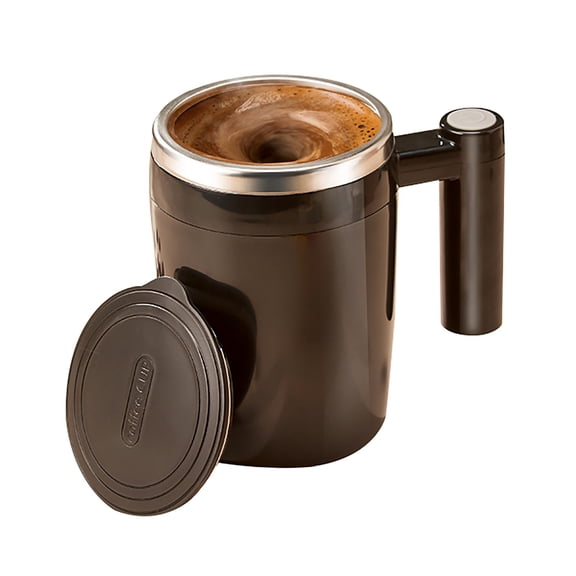 Uioepy Creative Portable Rotating Net Red Automatic Stirring Cup Household Lazy Version Stainless Coffee Cup Home and kitchen, cup (Black, 380ML)