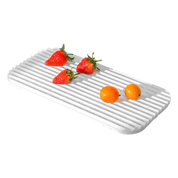 Uioepy Dirt Cheap 0002 Multi-Functional Household Hollow Draining Tray, White Bar Silicone Outflow Pad Drying Mat Dish Kitchen Thick Counter Deep Grooves Dry Drain Rack Kitchen Drain Rack