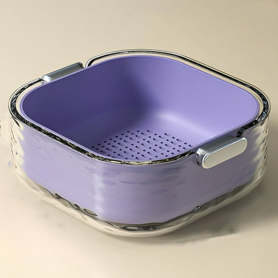 Uioepy Dirt Cheap Double-Layer Vegetable Washing Basin, Draining Basket, Large Lilac Purple Double Layer Drain Basket Vegetable Washing Basin Washing Filter Double Layered Stackable Detachable Bowl St