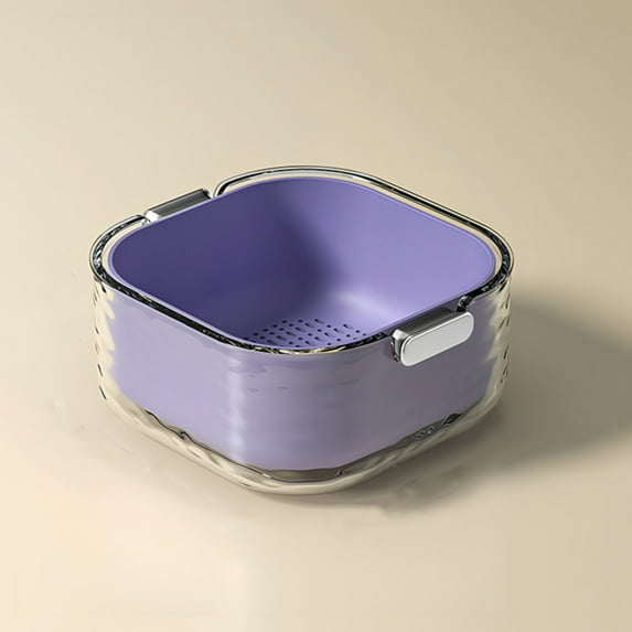 Uioepy Dirt Cheap Double-Layer Vegetable Washing Basin, Draining Basket, Small Lilac Purple Double Layer Drain Basket Vegetable Washing Basin Washing Filter Double Layered Stackable Detachable Bowl St