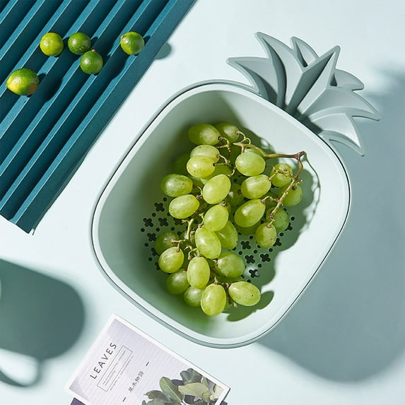 Uioepy Dirt Cheap The Pineapple Is Green After Draining Water Thick Double Layer Household Water Basket Kitchen Fruit Storage Basket Washing Vegetable Basket Storage Plastic Basket Drain Rack Kitchen