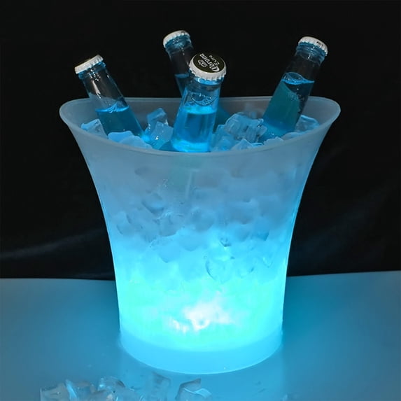 Uioepy End Of Line Sale Luminous Ice Bucket Blue Led Ice Bucket Color Changing Led Light Ice Bucket Transparent Beverage Champagne Beer Wine Bucket Party Bar Club Ktv Restaurant Home Glass&Bottle Kitc
