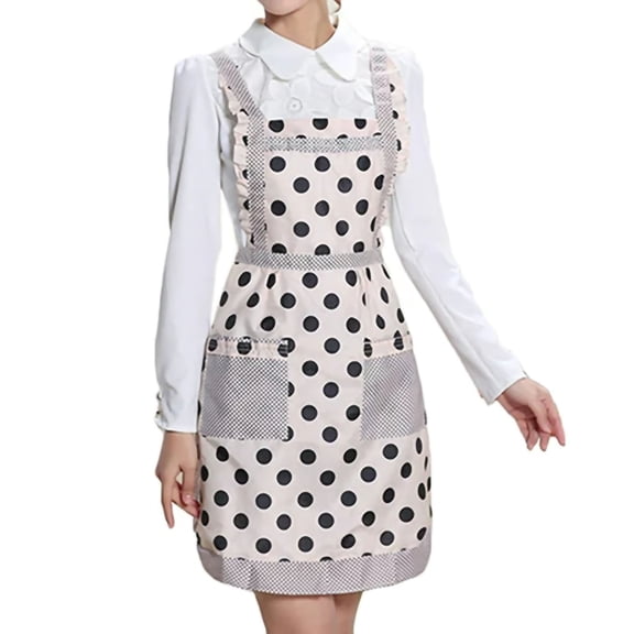 Uioepy End Of Line Sale Waterproof Apron, Princess Apron, Polka Dots Thickened Double Layer Princess Apron Is Available In Many Styles Apron Sleeve Lady Apron