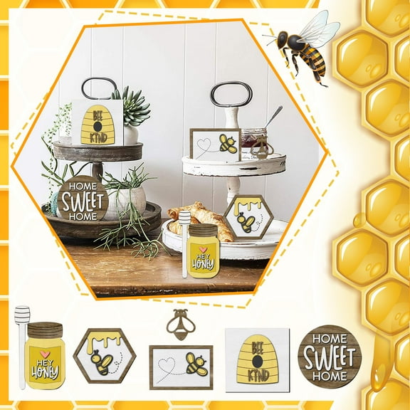 Uioepy Final Sale 12-Piece Set Of Layered Tray Decoration For Bee Festival (Flat Style) Tray Tray Decor Wooden Tiered Tiered Flat Items Decor Decoration Festival Mini Tableware Tableware Stainless Ste