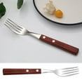 thumbnail image 1 of Uioepy Final Sale 304 Square-Handled Fork H Wooden Handle Stainless Cutlery Set Forks Spoons Flatware Set Tableware Stainless Steel Bowl, 1 of 8