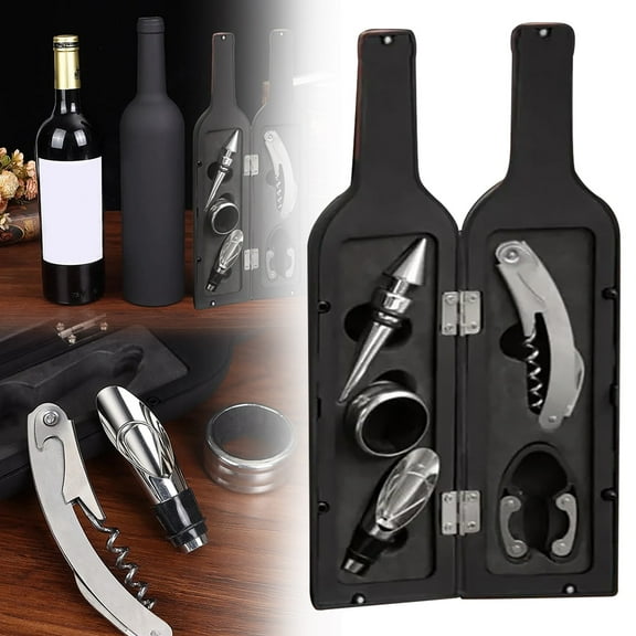Uioepy Final Sale Five-Piece Bottle Opener Set Wine Opener Set Red Wine Set Large Wine Bottle Five Piece Set Red Wine Tool Box High End Wine Set Gift Bottle&Can Openers Bottle Opener