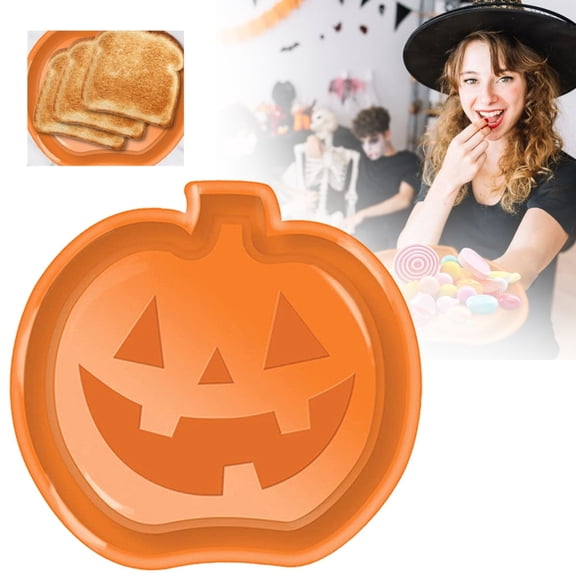 Uioepy Final Sale Halloween Ghost Pumpkin Bat Candy Plate Pumpkin Halloween Serving Tray 2024 New Plastic Dessert Pumpkin Bat Candy Snack Halloween Plates Container Halloween Tableware Party Supplies