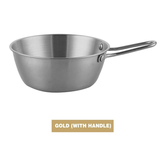 Uioepy Final Sale Korean-Style 304 Stainless Steel Rice Wine Bowl, Golden With Handle, Hot And Cold Wine Bowl, Cooking Snack Bowl, Western Restaurant Seasoning Bowl B D Kimchi Instant Ramen Ramyun Noo