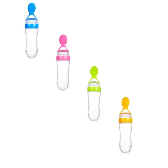 Uioepy Final Sale The Spoon Feeder Is Blue Baby Silicone Feeding Bottle With Spoon Food Rice Cereal Feeder Tableware Stainless Steel Bowl