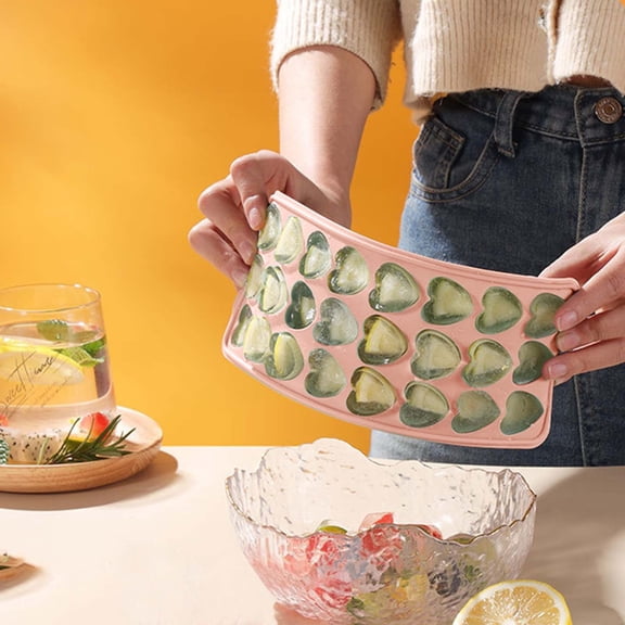 Uioepy Fire Sale Ice Cube Mold, Heart-Shaped Ice Cube Ice-Making Mold, Frozen Ice Block Magic Tool, Household Food-Grade Soft Silicone Ice Storage Box, Pink Ice Lattice Heart Shaped Ice Box Ice Cube A