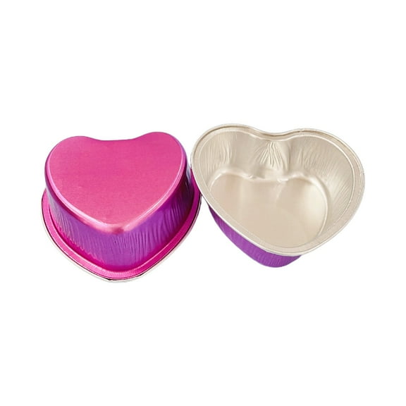 Uioepy Heart Shaped Aluminum Foil Cake Pan Disposable Heart Shaped Cake Pans with Heart Spoons & Love Cupcake Topper for Valentine's Day Mother's Day Wedding Set of 10 kitchen gadgets Rose Red