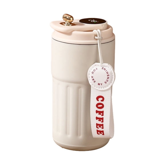 Uioepy LED Temperature Display Coffee Mug Stainless Portable 450ml Large Capacity Stainless Coffee Cup Intelligent Coffee Cup Leak Proof Lid for Travel Car Home and kitchen White