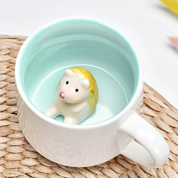 Uioepy Last Chance 3D Cartoon Animal Series Breakfast Milk Coffee Ceramic Cup Q-Hedgehog Cow Mug With Cow Inside Cute Coffee Mugs With Handle Tea Cups Ceramic Cup Funny Coffee Mugs With Spoon Mugs Gif