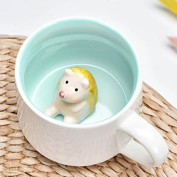Uioepy Last Chance 3D Cartoon Animal Series Breakfast Milk Coffee Ceramic Cup Q-Hedgehog Cow Mug With Cow Inside Cute Coffee Mugs With Handle Tea Cups Ceramic Cup Funny Coffee Mugs With Spoon Mugs Gif