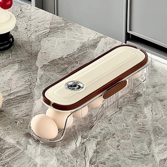 Uioepy Last Chance Automatic Rolling Egg Storage Box With Single Row And Single Layer Egg Container For Fridge Egg Storage Fridge Automatic Rolling Egg Dispenser Stackable Egg Container Thickened And