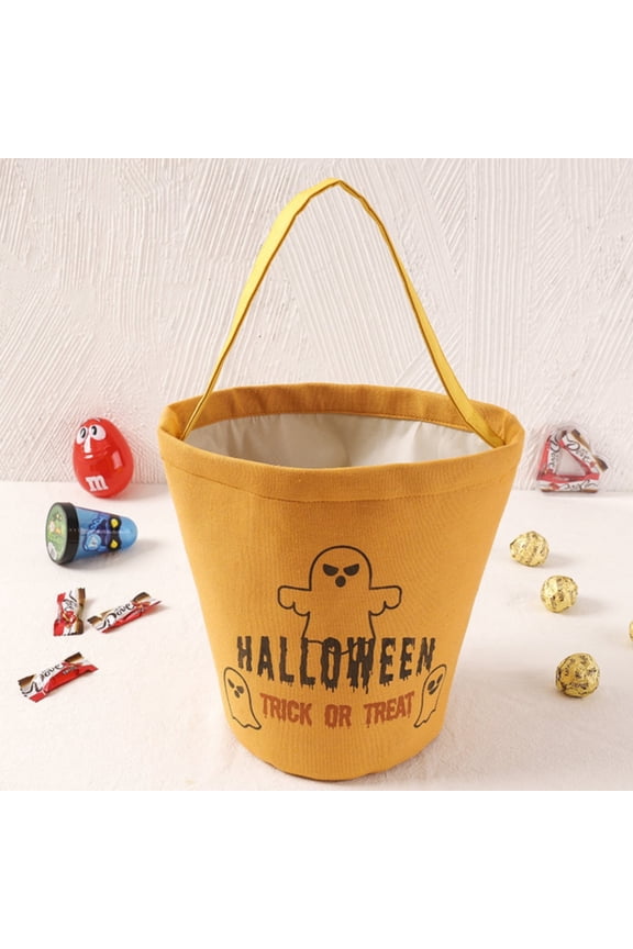 Last Chance Halloween Candy Basket Ws5 Halloween Trick Or Bag Pumpkin Canvas Candy Tote Bucket Multipurpose Portable Reusable Bucket Best Halloween Party Gifts Food Storage Storage Rack