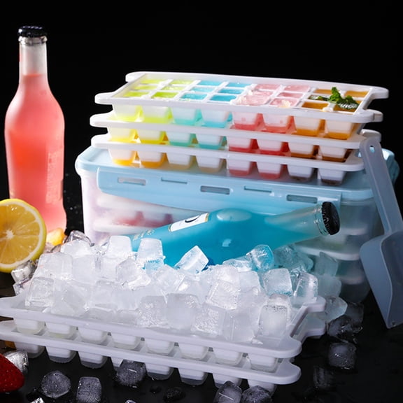 Uioepy Last Chance Ice Cube Tray, Ice Box, Pp Plastic, Self-Made Large Ice Cube Tray Mold With Lid, Creative Ice Mold For Refrigerator Freezing Ice Blocks, 2.8L Ice Box With Buckle, With 3 Layers And