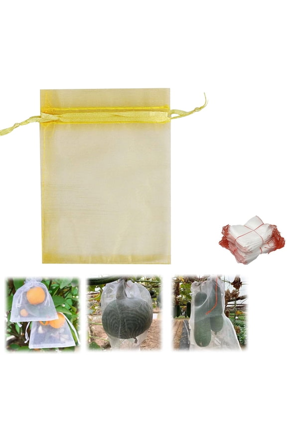 Liquidation 100Pc Insect And Bird Repellent Fruit Bag, 15*20Cm, Golden C Fruit Bags 2024 Upgraded Garden Netting Bags With Drawstring 100 Pcs Fruit Netting Bags Reusable Netting Barrier Bags Fo